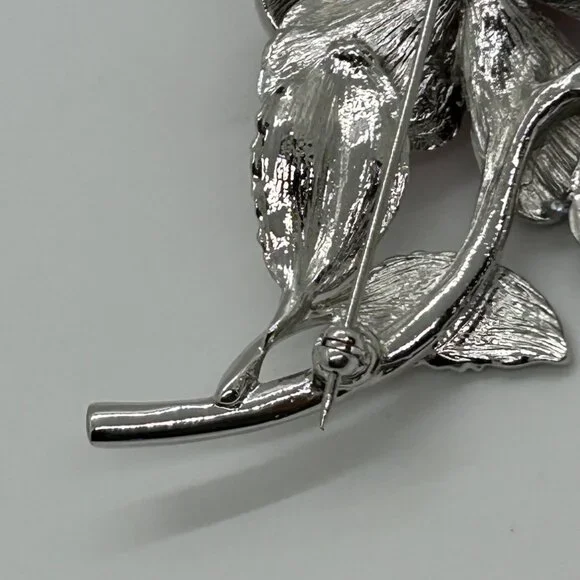 Vintage Nolan Miller Brooch First Lady Red Rose Nancy Regan Rhinestone Brooch - Picture 12 of 16